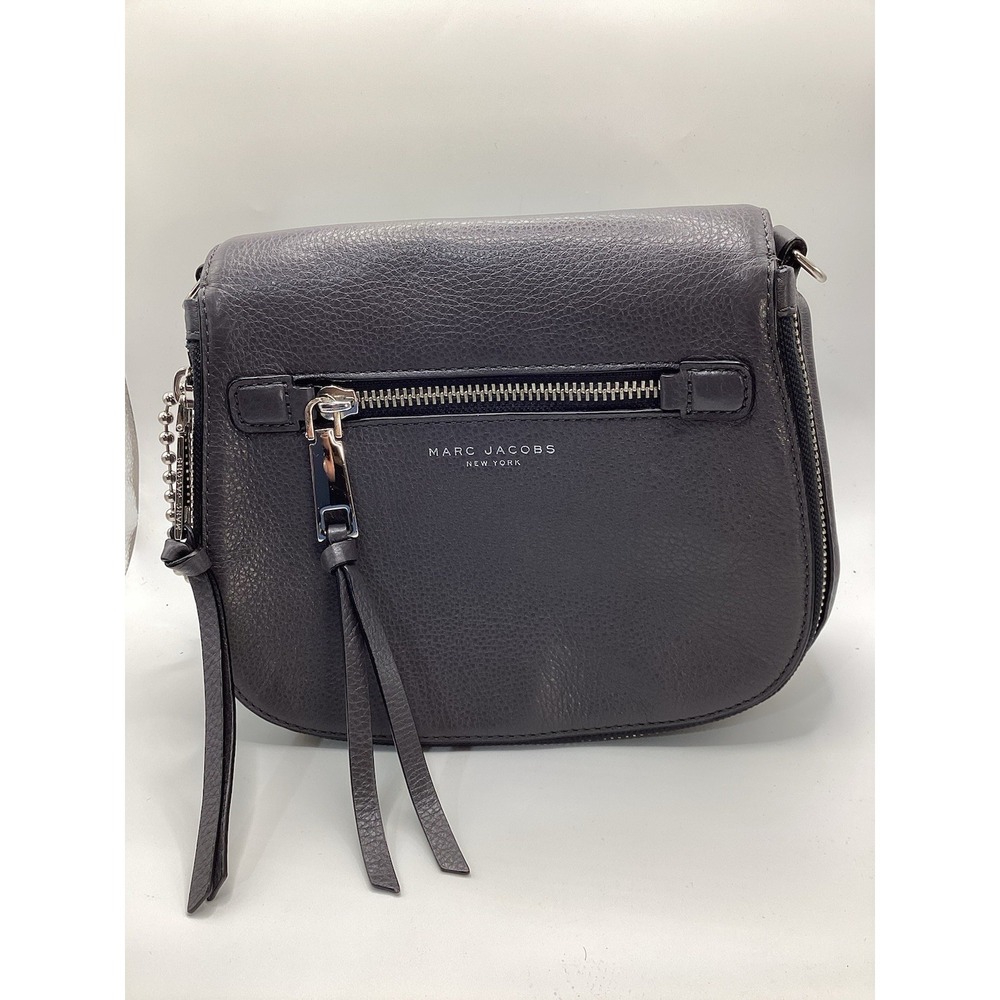 Marc Jacobs Recruit Gotham Nomad Leather Rock Grey Black Bag Purse Crossbody